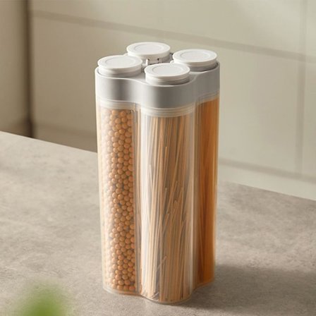 Torrfoderbehållare med Easy Lock-lock och fack för havregryn och spannmål