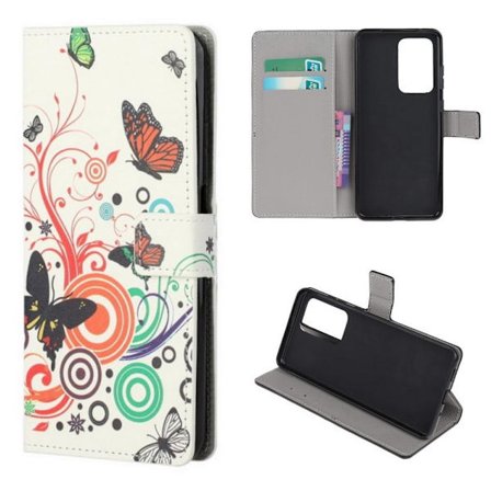 Lompakkokotelo Samsung Galaxy A53 - Valkoinen Perhosilla