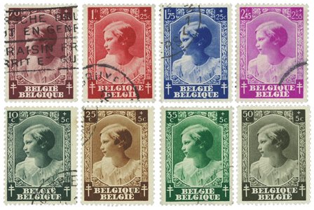 Belgien 1937 - OBP 458-65 - Stemplet
