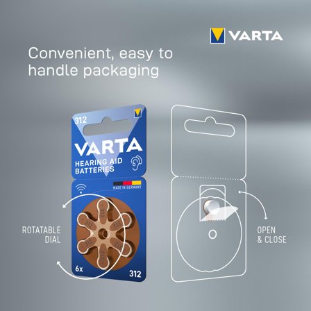 VARTA Hearing Aid Batteries 312 BLI 6
