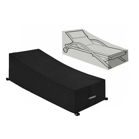 Beskyttende betræk, vandtæt, vindtæt, anti-UV, 210D Oxford-stof Beskyttende betræk til solstol, dækstol (210x75x40/80cm) – Sort