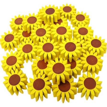 30 stk. Gule Perler Solsikkeperler Træperler