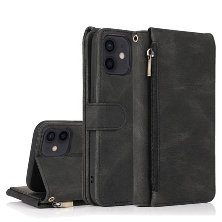 iPhone 12 - Professionellt Robust Floveme Plånboksfodral Svart