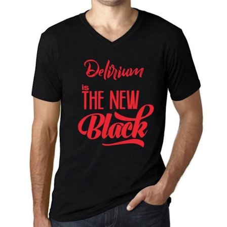T-shirt med v-ringad herr Delirium Is The New Black – Delirium Is The New Black – Vintagesvart T-shirt