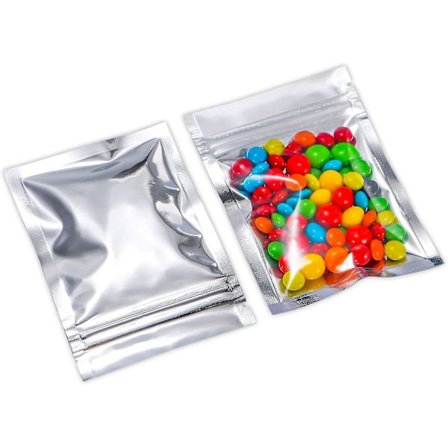 3,2 x 4,3 Tommer Mylarposer Genlukkelige Små Folieblommer Til Opbevaring Af Mad Klar Sølv Plastik Lynlås Emballagepose Slik Smykker Læbeglans Prøve P