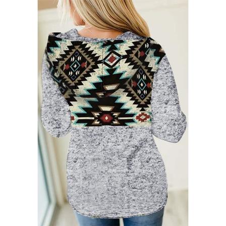 Lättviktshuvtröjor med geometriskt print för kvinnor Casual Lös lång