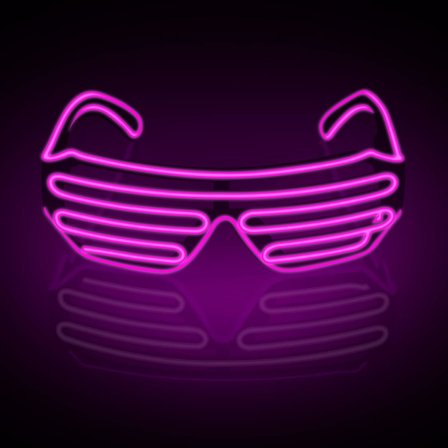 (Pink) Neon Rave Briller El Wire Blinkende LED Solbriller Lys Op