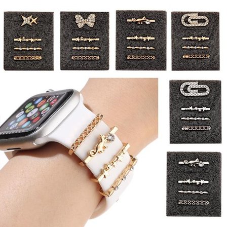 Ornament Dekorativ Ring Armband Berlocker För Apple Watch gold C-C