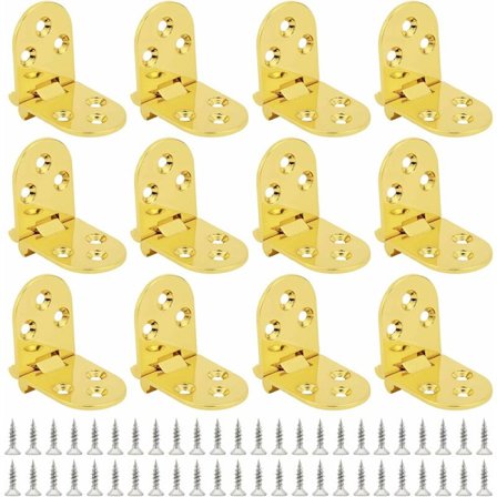 12 stk. foldeligt hængsel med flip-top, 180 graders hængsel i zinklegering med runde kanter, møbelhængsel med skruer til skabe, borde og foldning