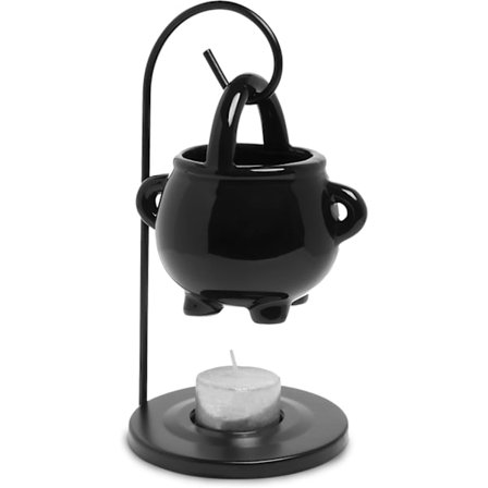 Vokstavarme med Teelys, Oppvarmingsstativ, Dekorativ Hengedekor til Stue og Aromaterapi, Skummel Halloween Svart Varmepotte
