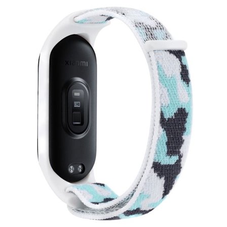 Xiaomi Mi Band 7 / 6 / 5 nylon kamouflage klockarmband - Cyan