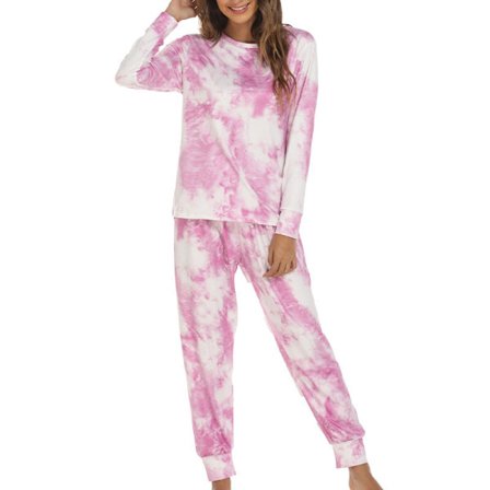Kvinnor Crew Neck Lounge Set Tie Dye Nightwear