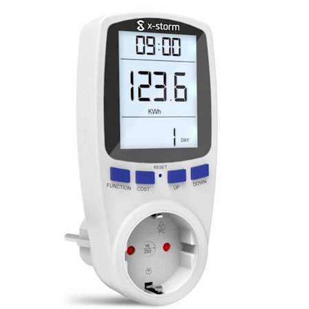 Pistorasiaan asennettava sähkömittari / LCD-energiamittari sähkön mittaukseen - Perfet