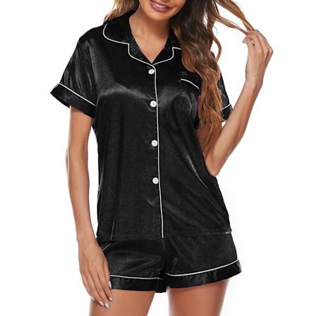 Kvinners silkesateng kort pyjamas sett satin pyjamas kvinners pyjamas
