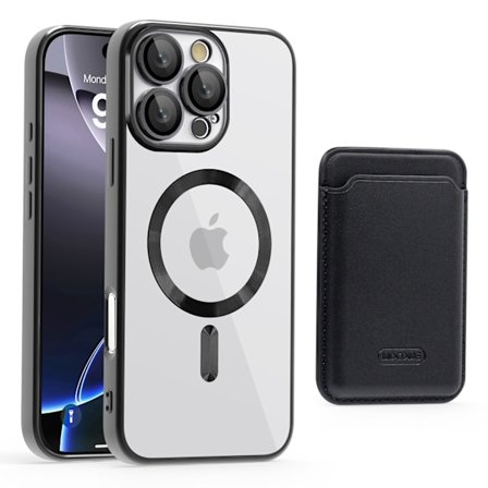 HONGDE Gjelder for Apple-serien nytt CD-mønster gjennomsiktig magnetisk kortholder og iPhone-serien beskyttelsesdeksel black iPhone16