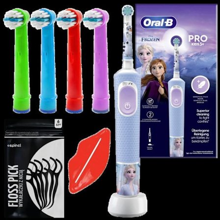 Elektrisk tandborste barn - Oral-B - Vitality Pro 103 Frozen - uppladdningsbar med 4 mjuka borsthuvuden