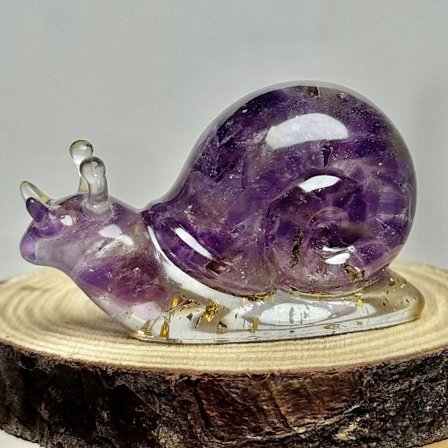 Ametyst Lykkesnegl, Håndlavet Krystal Rå Snegl, Krystal Resin Snegl Form Håndværksdekorationer, Snegl Statue Dekorationer Skrivebord Antik Messing T (