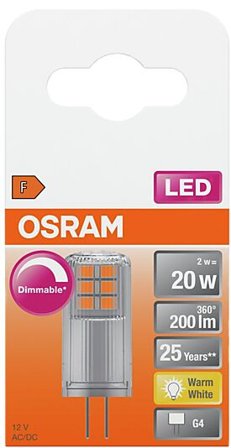 OSRAM Led Pin G4 20 200lm klar Dimbar Varmhvit