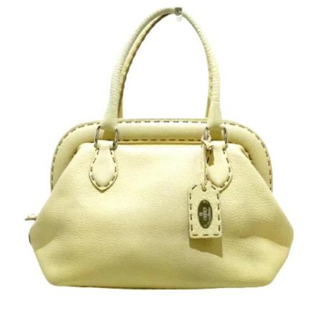 Fendi Vintage, Pre-owned Leather Handbags Beige, Dames, Maat:ONE Size,leer