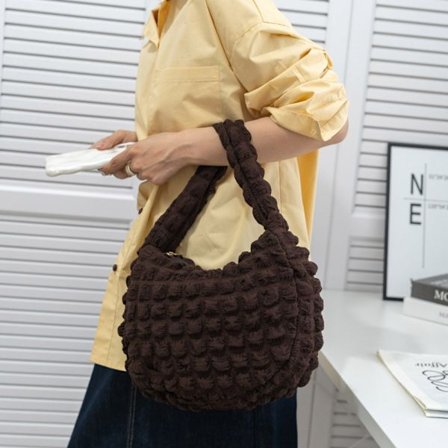 Skuldertaske Puffy Håndtaske KAFFE