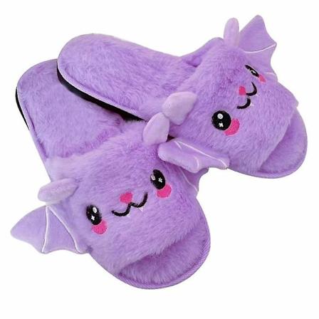 Halloween flaggermusdyr tøfler myke plysj koselige åpne tå kvinner fuzzy tøfler purple us 5