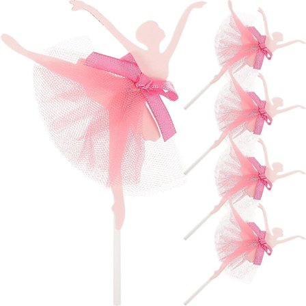 5 stk Ballerina Jenter Cupcake Topper Kakedekorasjon Til Bryllup Brude Dusj Bursdagsfest (rød)