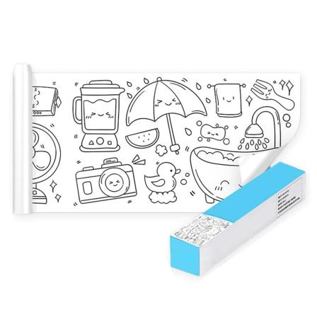 Ny barnritningsrulle, DIY-färgfyllning klibbig ritpappersrulle för småbarn, ritplatta för barn, småbarnsmålningsset db light blue