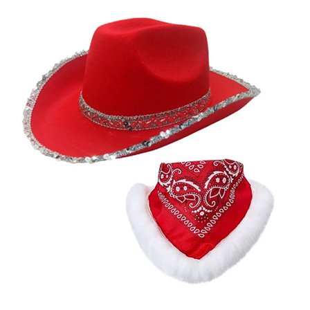 Cowgirl Hat+ Bandana Set Elegant fotorekvisita Julfest Fancy hatt
