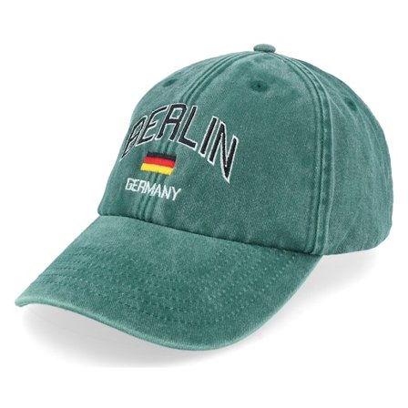 Iconic - Verde unconstructed Cappellino - Berlin Germany Washed Green Dad Cap @ Hatstore