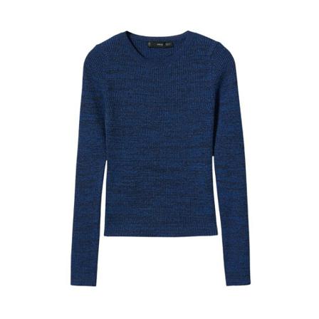Mango Ribbed round-neck sweater Blå, Dame