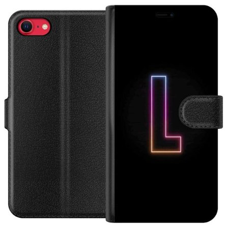 Yhteensopiva Lompakkokotelo Apple Apple iPhone 7 Minimaalinen neonkirjain L pehmeästi vaihtuvassa värivalossa mustaa taustaa vasten, puhdas graafine