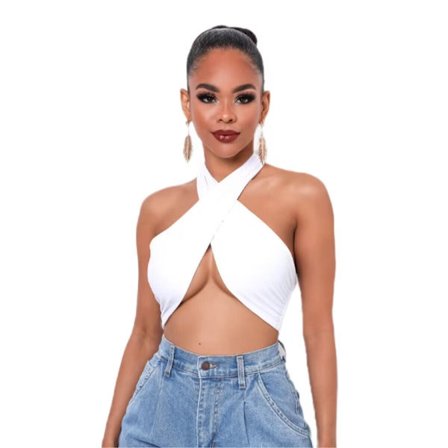 Sleeveless Cross Self Tie Backless Crop Top för kvinnor