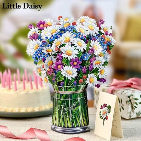 3D pop-up buket papir blomster LITTLE DAISY LITTLE DAISY