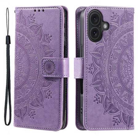 SKALO iPhone 16 Mandala Flip Cover - Lilla Purple
