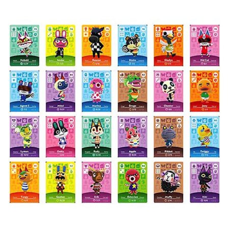 24 stk. Mini Spillkort Videokassett Samling Animal Crossing Passer for Switch