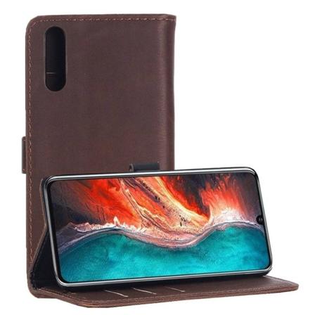 Crazy Horse Huawei P30 vintage læder flip etui - Kaffe Brown