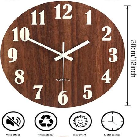 30 cm/12 tum Ljus Väggklocka Trädesign med Nattlampa