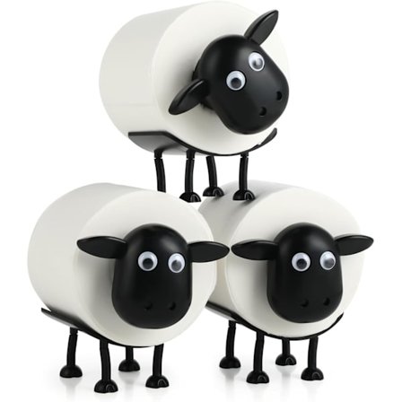 3 kpl WC-paperiteline Lammas - Hauska WC-paperiteline 16x10x9cm - Hauska koriste - Kylpyhuone, WC (Musta)