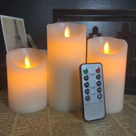 Halloween flameløs stearinlys, LED søjlelys drevet af vandtæt blinkbatteri til indendørs og udendørs brug, med fjernbetjening og timer