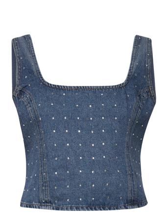 Engalaxy Sl Top St 6856 Crop Tops Short-sleeved Crop Tops Blå Envii