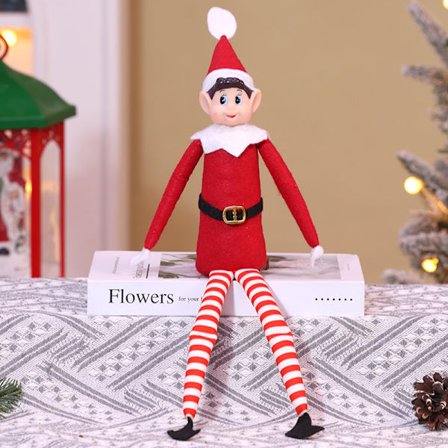 Julbokhylla tomte dekorationer Juldekorationer långbenta docka regnbågsfärg sittande docka