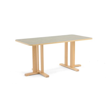 Tisch KUPOL, rechteckig, 1600x800x720 mm, Linoleum grau, Birke