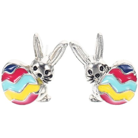 1 par påskörhängen Stud Rabbit Rabbit Egg Örhängen Dam Tjejers Öron Smycken (1.5X1.4cm, som visas på bilden)