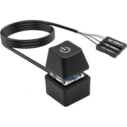 Datamaskin Strømknapp for ATX Stasjonære PC-er, Stasjonær På Av Kontrolladapter med 2m Flettet Kabel og RGB-Belysning, Ekstern Start Strøm På Av