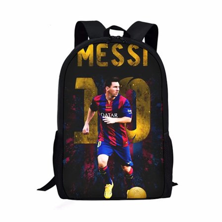 Messi Rygsæk Fodboldspiller Teen Drenge Lynlås Skole Taske