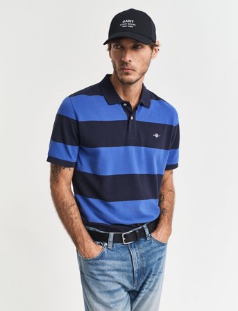 GANT Block Stripe Polo - Blue - L