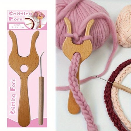 [Puinen neulehaarukka] Kestävä 19 cm / 7,5 tuuman puinen neulehaarukka | Kestävä punontatyökalu neulomiseen ja virkkaamiseen