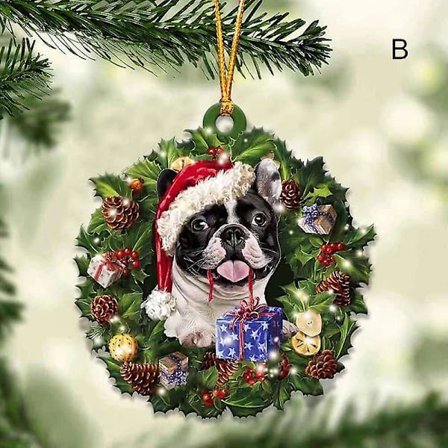 Boston Terrier og julegave juletræsdekoration gave kompatibel med Boston Terrier-elsker ornament