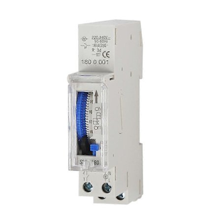 24-timers mekanisk timer, 15 minutters minimumstimer, skinnemontering, integrert batteri, sul180a ac220-240V grå - sul180a ac220-240V grå 25-