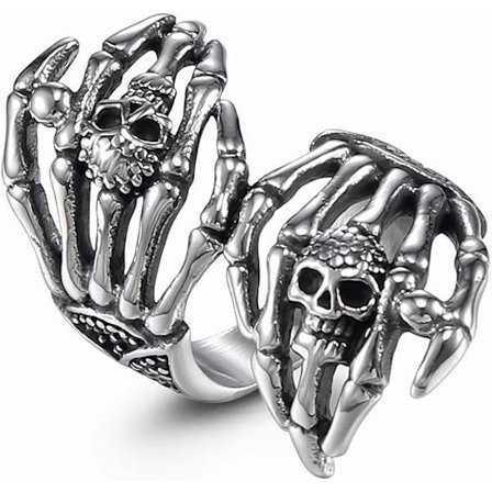 Hovedring Skelet Håndknogler Knoglering Punk Spøgelse Klo Fingerled Smykker til Kvinder Mænd Piger Halloweenfest